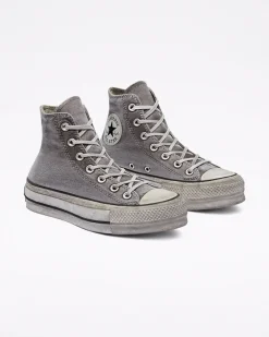 Converse Modelli Alti|Modelli Con Platform<Chuck Taylor All Star Platform Smoked Canvas Grigio/Grigio/Bianco