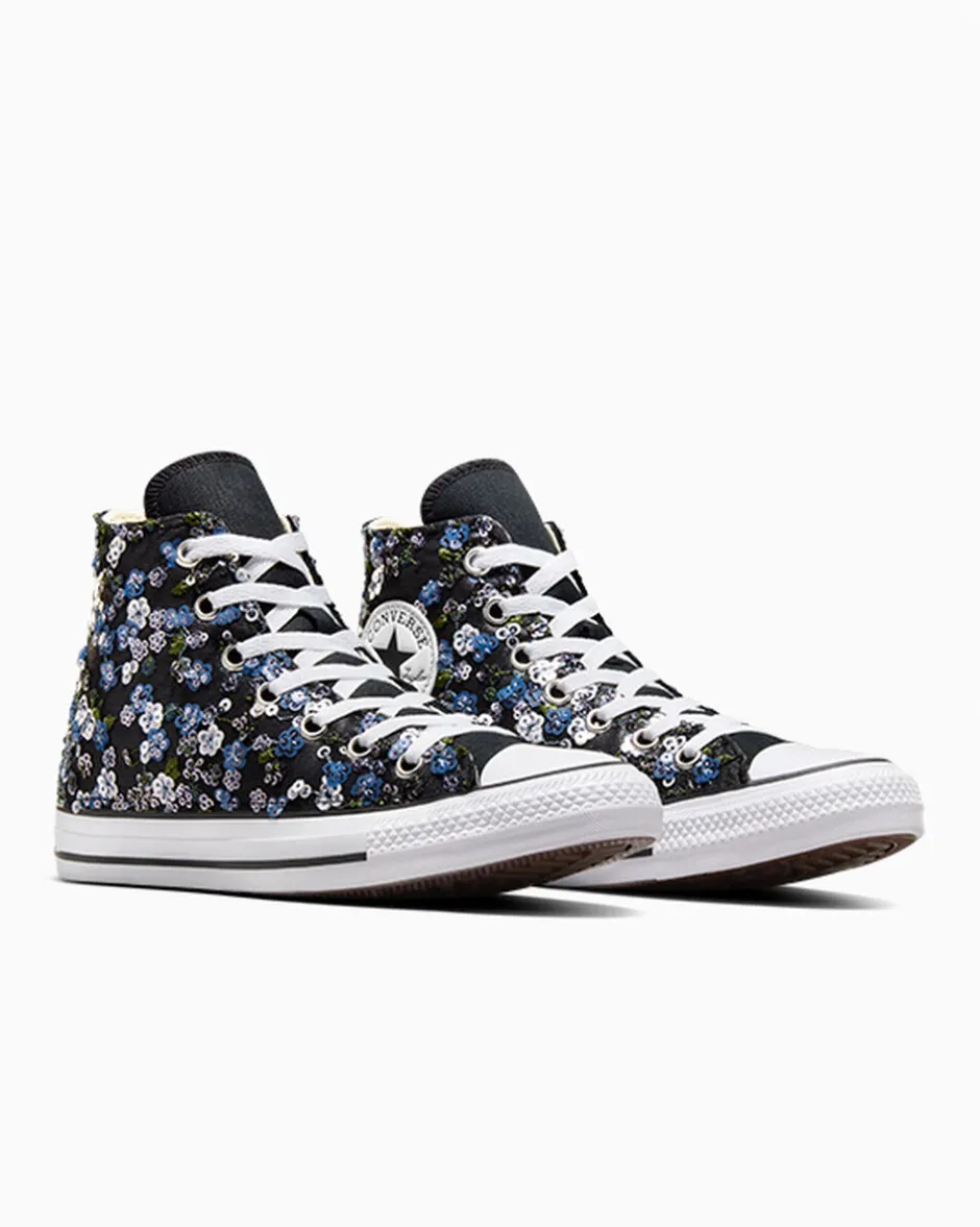 Converse Modelli Alti<Chuck Taylor Canvas LTD Floral Sequins Nero con fiori e paillettes