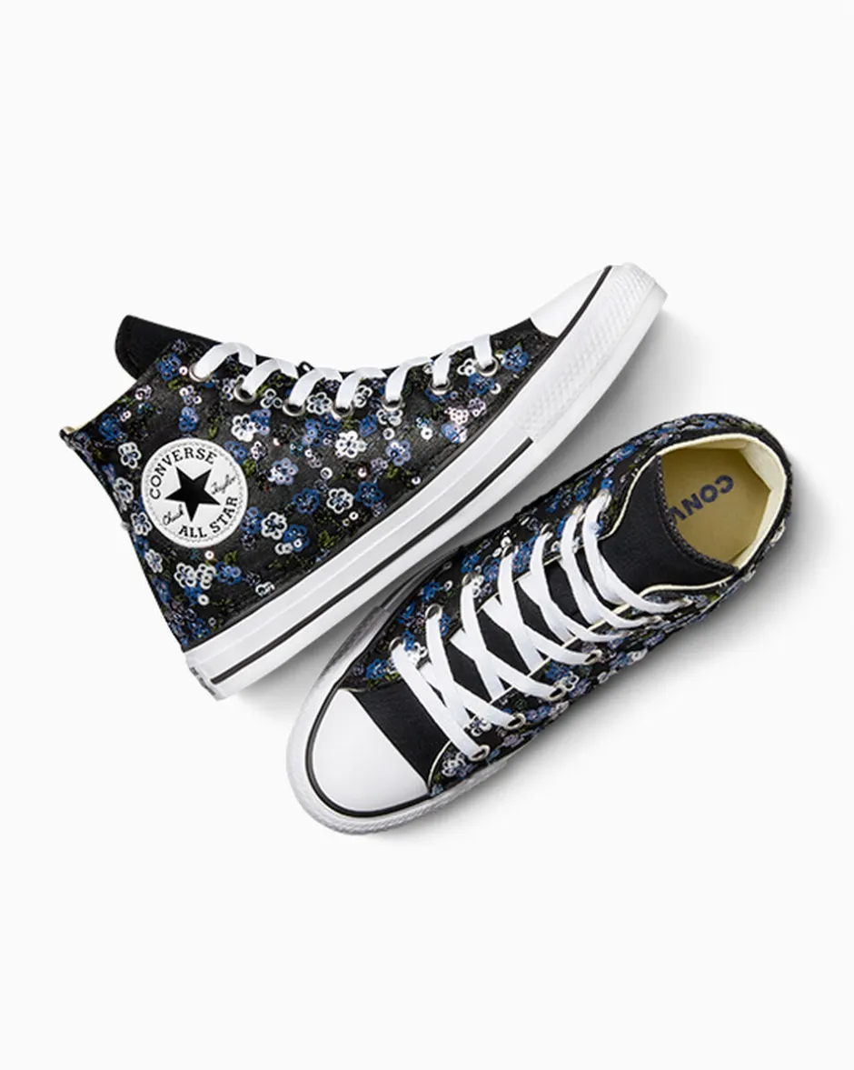 Converse Modelli Alti<Chuck Taylor Canvas LTD Floral Sequins Nero con fiori e paillettes
