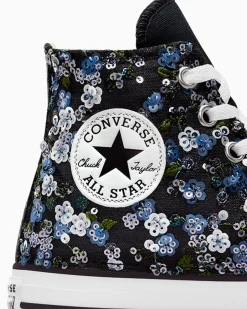 Converse Modelli Alti<Chuck Taylor Canvas LTD Floral Sequins Nero con fiori e paillettes