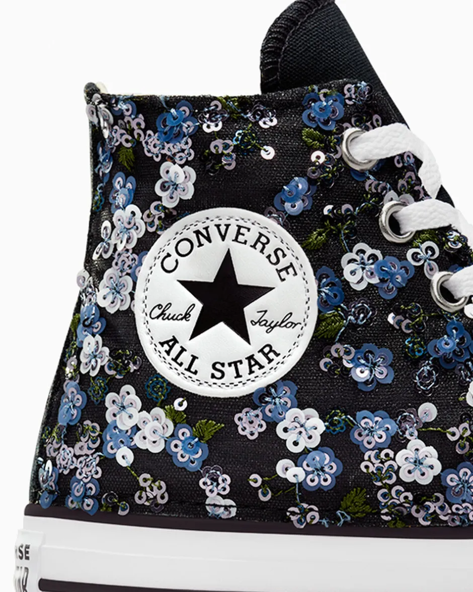 Converse Modelli Alti<Chuck Taylor Canvas LTD Floral Sequins Nero con fiori e paillettes