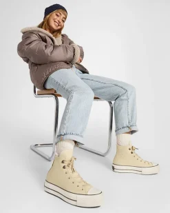 Converse Modelli Alti|Modelli Con Platform<Chuck Tayor All Star Lift Platform Weatherized Leather Miso Glaze/Tartufo/Egret