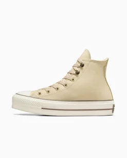 Converse Modelli Alti|Modelli Con Platform<Chuck Tayor All Star Lift Platform Weatherized Leather Miso Glaze/Tartufo/Egret