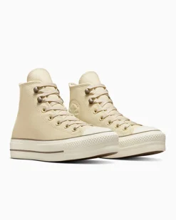 Converse Modelli Alti|Modelli Con Platform<Chuck Tayor All Star Lift Platform Weatherized Leather Miso Glaze/Tartufo/Egret