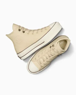 Converse Modelli Alti|Modelli Con Platform<Chuck Tayor All Star Lift Platform Weatherized Leather Miso Glaze/Tartufo/Egret