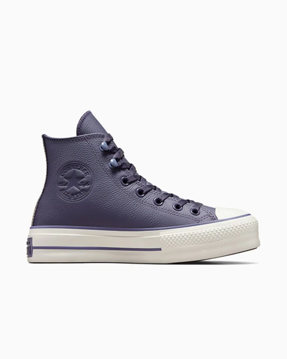 Converse Modelli Alti|Modelli Con Platform<Chuck Tayor All Star Lift Platform Weatherized Leather Viola ombreggiato/Lavanda cenere