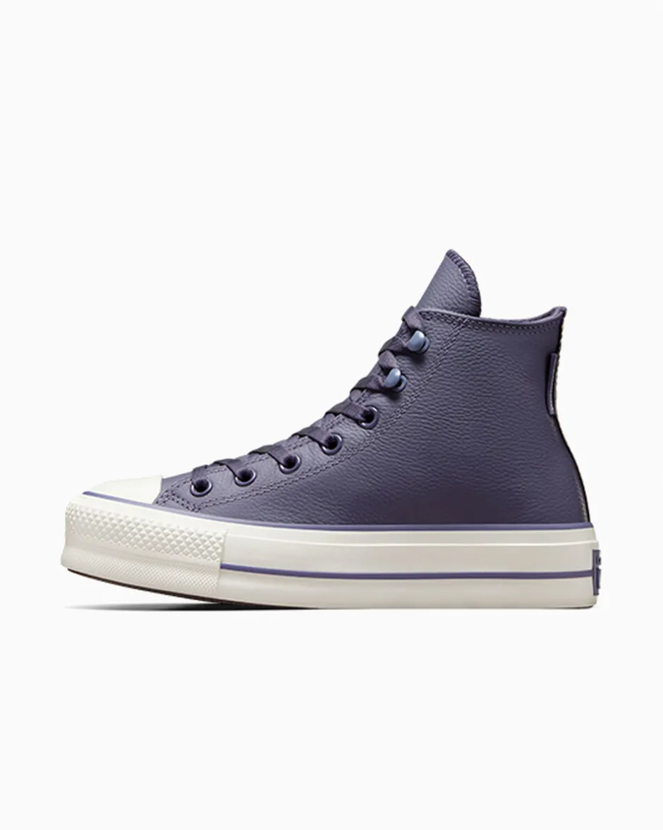 Converse Modelli Alti|Modelli Con Platform<Chuck Tayor All Star Lift Platform Weatherized Leather Viola ombreggiato/Lavanda cenere