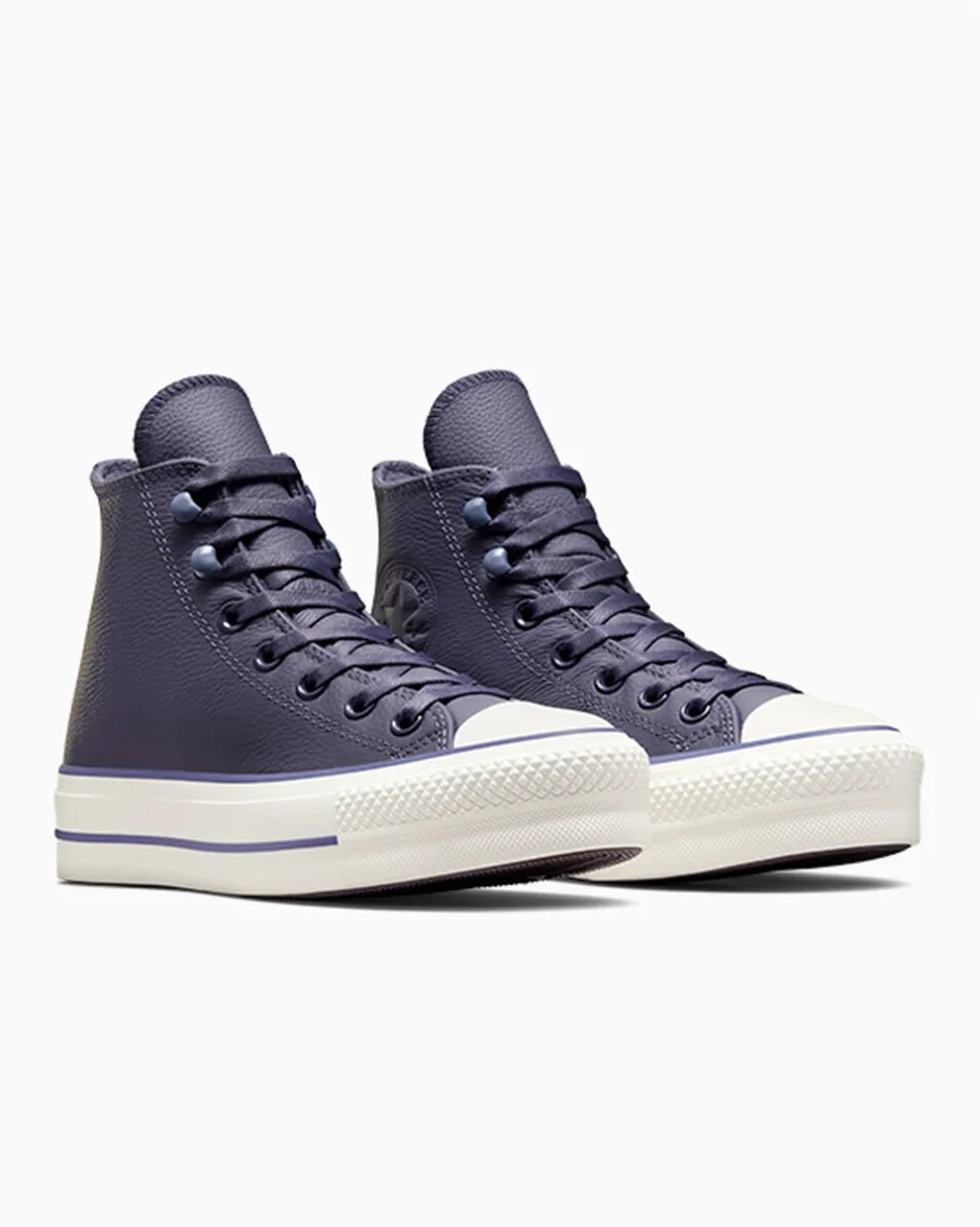 Converse Modelli Alti|Modelli Con Platform<Chuck Tayor All Star Lift Platform Weatherized Leather Viola ombreggiato/Lavanda cenere