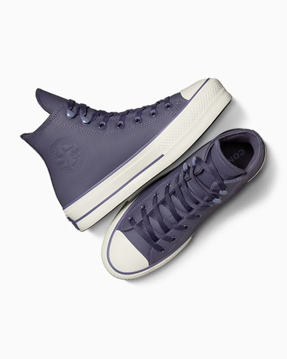 Converse Modelli Alti|Modelli Con Platform<Chuck Tayor All Star Lift Platform Weatherized Leather Viola ombreggiato/Lavanda cenere