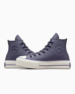 Converse Modelli Alti|Modelli Con Platform<Chuck Tayor All Star Lift Platform Weatherized Leather Viola ombreggiato/Lavanda cenere
