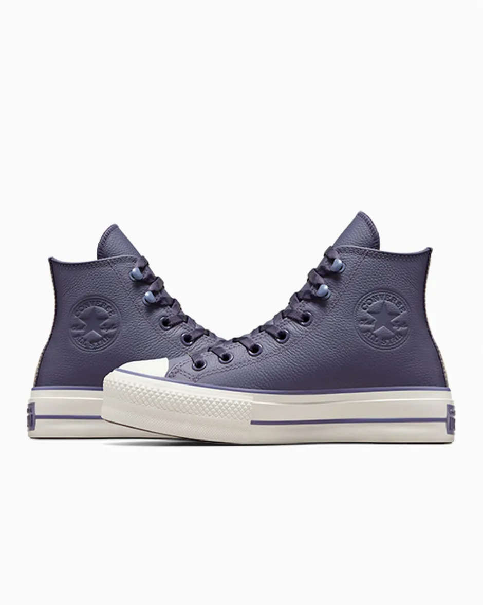 Converse Modelli Alti|Modelli Con Platform<Chuck Tayor All Star Lift Platform Weatherized Leather Viola ombreggiato/Lavanda cenere