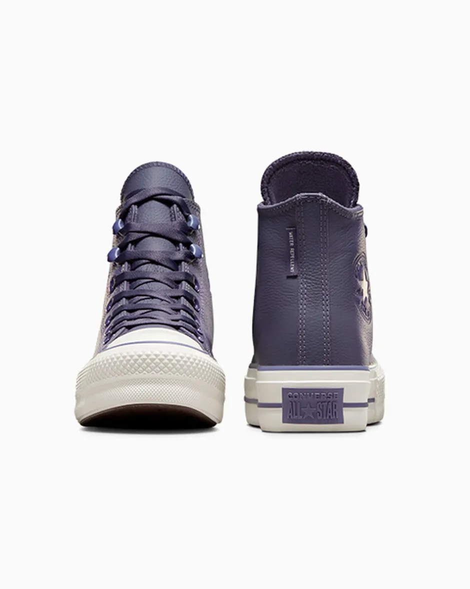 Converse Modelli Alti|Modelli Con Platform<Chuck Tayor All Star Lift Platform Weatherized Leather Viola ombreggiato/Lavanda cenere