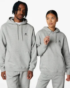 Converse Maglie E T-Shirt|Giacche E Felpe<Go-To Embroidered Star Chevron Standard Fit Fleece Hoodie Grigio vintage melange