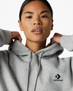 Converse Maglie E T-Shirt|Giacche E Felpe<Go-To Embroidered Star Chevron Standard Fit Fleece Hoodie Grigio vintage melange