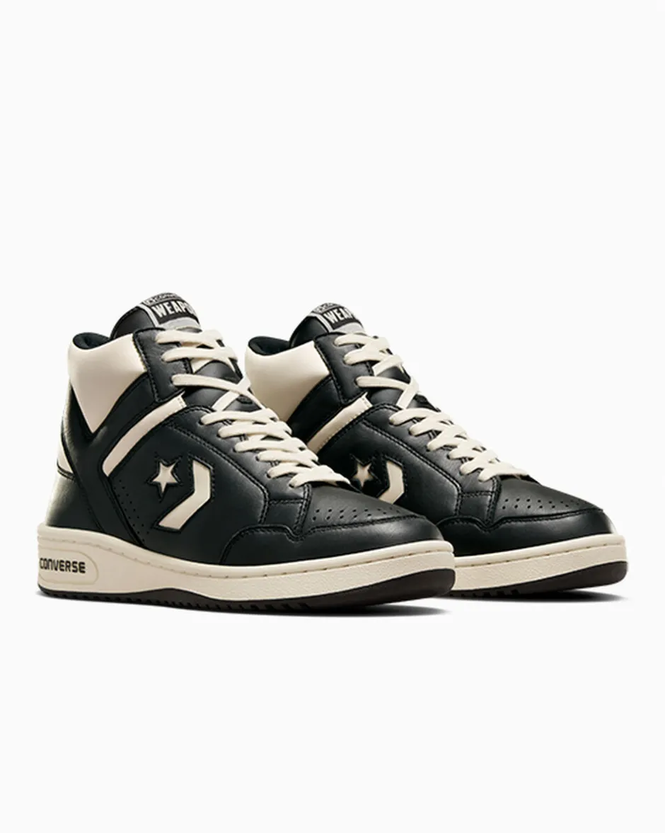 Converse Modelli Alti|Basketball<Weapon Leather Nero/Avorio naturale/Nero