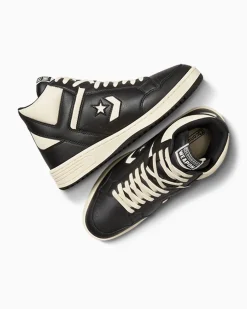Converse Modelli Alti|Basketball<Weapon Leather Nero/Avorio naturale/Nero