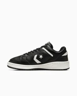 Converse Modelli Bassi<Weapon Leather Nero/Egret/Bianco vintage