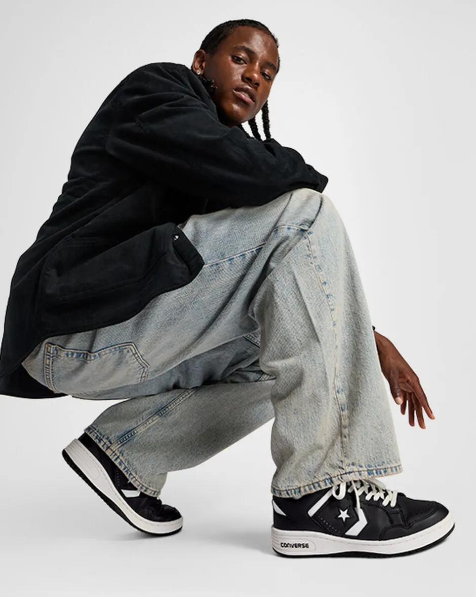 Converse Modelli Bassi|Modelli Bassi<Weapon Leather Nero/Nero/Bianco