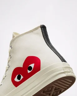 Converse Modelli Alti|Modelli Alti<x Comme des Garçons PLAY Chuck 70 Bianco latte/Bianco/High Risk Red