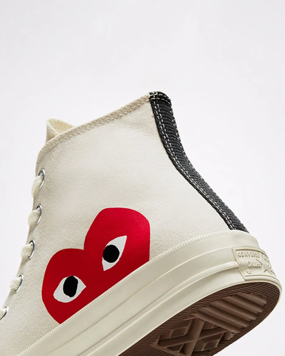 Converse Modelli Alti|Modelli Alti<x Comme des Garçons PLAY Chuck 70 Bianco latte/Bianco/High Risk Red
