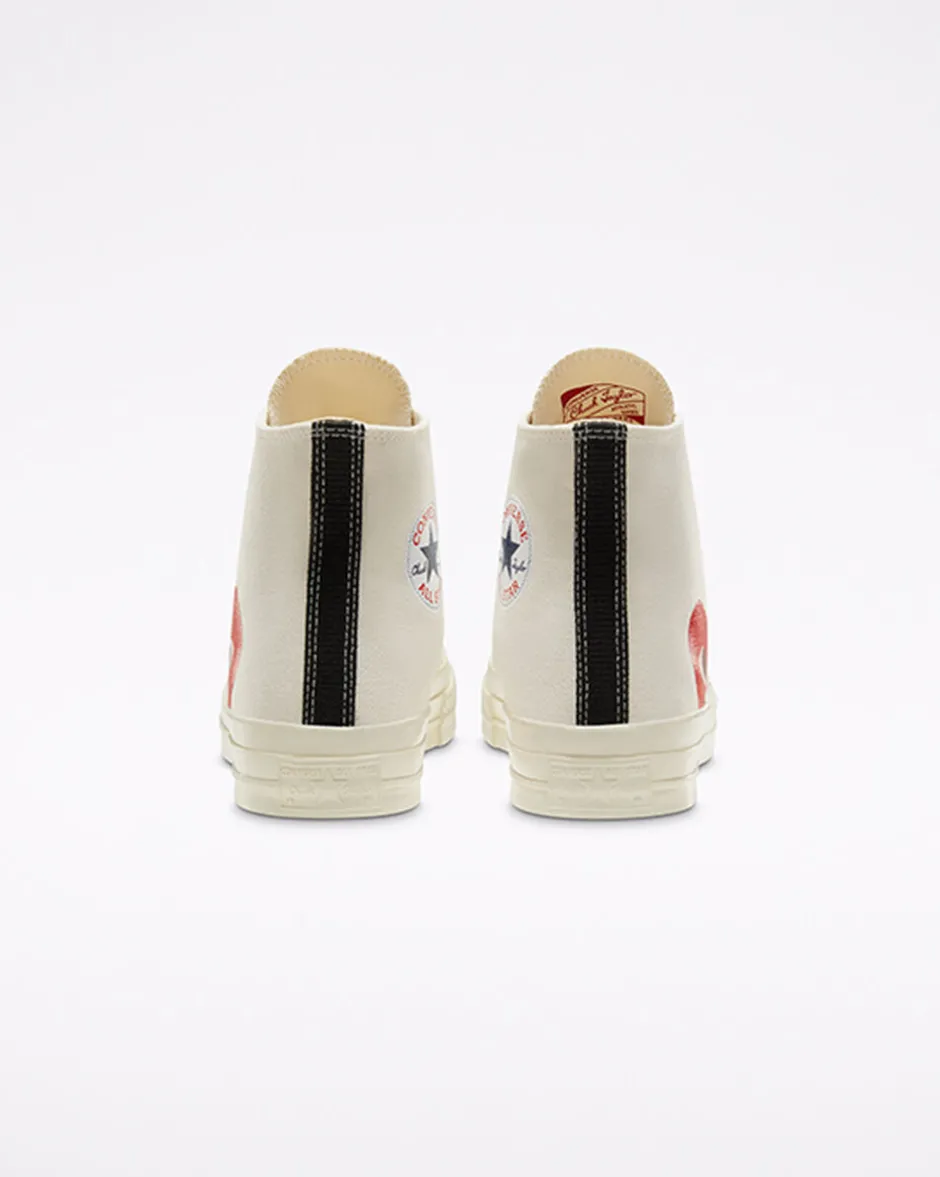 Converse Modelli Alti|Modelli Alti<x Comme des Garçons PLAY Chuck 70 Bianco latte/Bianco/High Risk Red