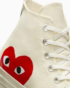 Converse Modelli Alti|Modelli Alti<x Comme des Garçons PLAY Chuck 70 Bianco latte/Bianco/High Risk Red