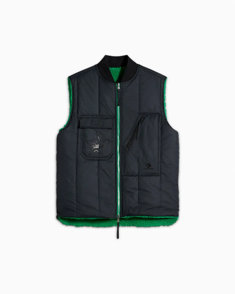 Converse Giacche E Felpe|Maglie E T-Shirt<x Patta Reversible Vest Verde allegro