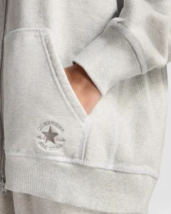 Converse Giacche E Felpe|Maglie E T-Shirt<Go-To Star Chevron Full-Zip Hoodie Grigio mélange rétro chiaro