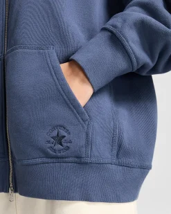 Converse Giacche E Felpe|Maglie E T-Shirt<Go-To Star Chevron Full-Zip Hoodie Acqua scura