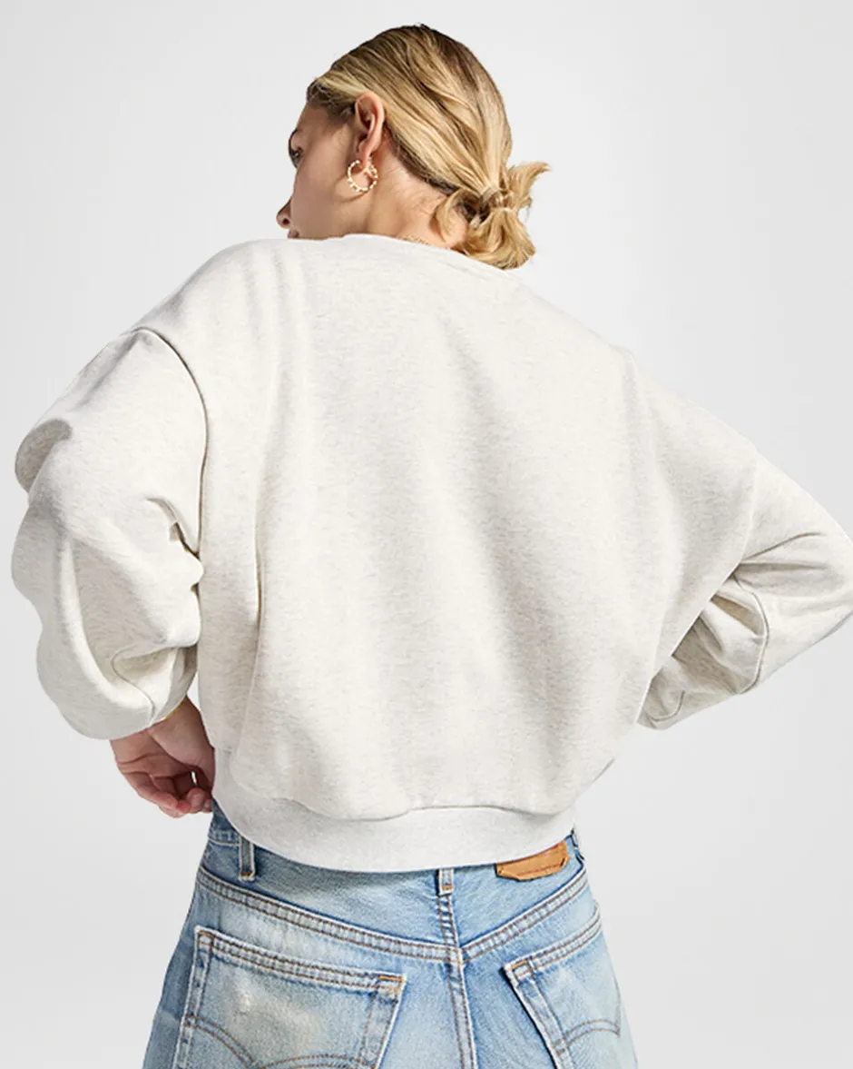 Converse Giacche E Felpe<Heritage Cropped Crewneck Sweatshirt Grigio mélange rétro chiaro