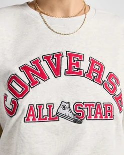 Converse Giacche E Felpe<Heritage Cropped Crewneck Sweatshirt Grigio mélange rétro chiaro