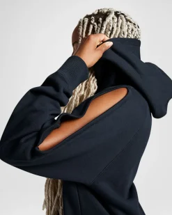 Converse Giacche E Felpe<Loose-Fit Shoulder Cut-Out Fleece Hoodie Nero Converse