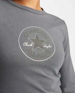 Converse Maglie E T-Shirt<Metallic Patch Long Sleeve Baby T-Shirt Cyber Grey