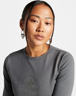 Converse Maglie E T-Shirt<Metallic Patch Long Sleeve Baby T-Shirt Cyber Grey