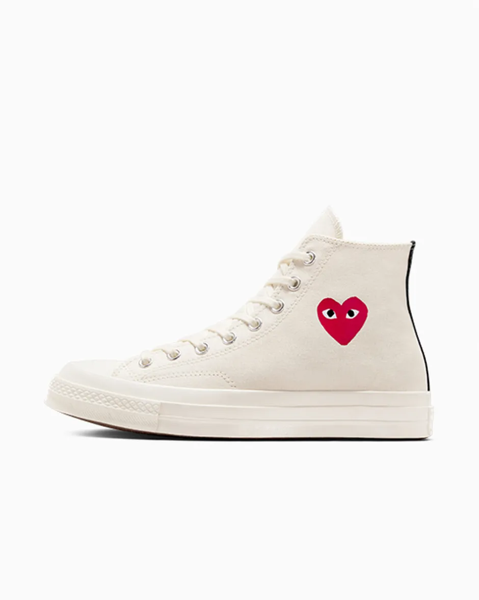 Converse Modelli Alti|Modelli Alti<PLAY Comme des Garçons Single Heart Chuck 70 Milk/Red/Black