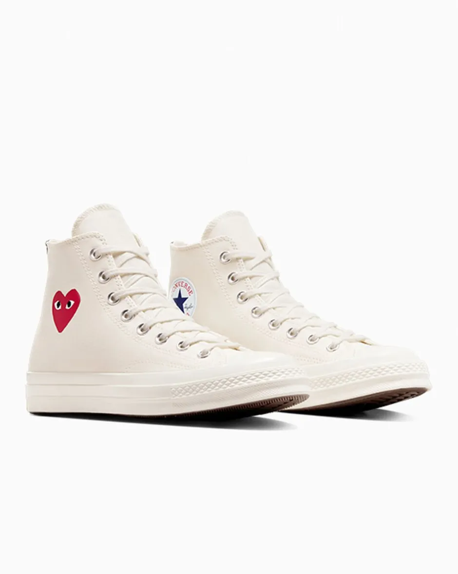 Converse Modelli Alti|Modelli Alti<PLAY Comme des Garçons Single Heart Chuck 70 Milk/Red/Black