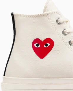 Converse Modelli Alti|Modelli Alti<PLAY Comme des Garçons Single Heart Chuck 70 Milk/Red/Black