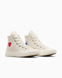 Converse Bambini (Età 4-8 Anni)|Ragazzo<PLAY Comme des Garçons Single Heart Chuck 70 Milk/Red/Black