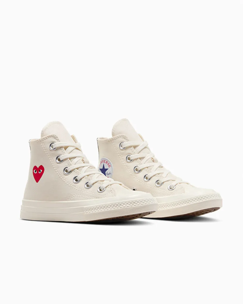 Converse Bambini (Età 4-8 Anni)|Ragazzo<PLAY Comme des Garçons Single Heart Chuck 70 Milk/Red/Black