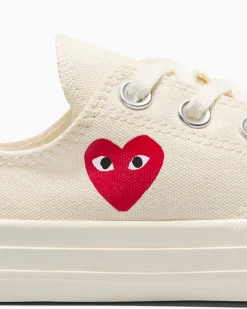 Converse Bambini (Età 4-8 Anni)|Ragazzo<PLAY Comme des Garçons Single Heart Chuck 70 Bianco latte/Rosso/Nero