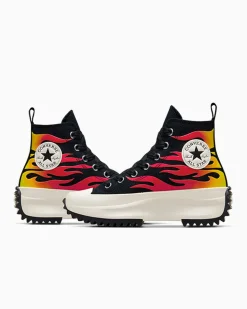 Converse Modelli Alti|Modelli Con Platform<Run Star Hike Platform Flames Nero/Bianco/Rosso smalto