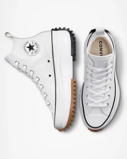 Converse Modelli Alti|Modelli Con Platform<Run Star Hike Platform Foundational Leather Bianco/Nero/Gomma