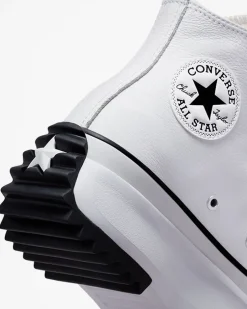 Converse Modelli Alti|Modelli Con Platform<Run Star Hike Platform Foundational Leather Bianco/Nero/Gomma