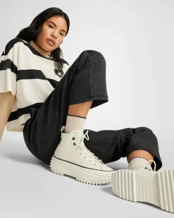 Converse Modelli Alti|Modelli Con Platform<Run Star Hike Platform Leather Egret/Nero/Bianco