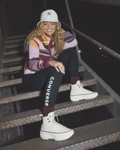 Converse Modelli Alti|Modelli Con Platform<Run Star Hike Platform Leather Egret/Nero/Bianco