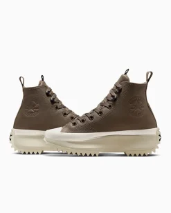 Converse Modelli Alti|Modelli Con Platform<Run Star Hike Platform Weatherized Leather Truffle/Black/Egret